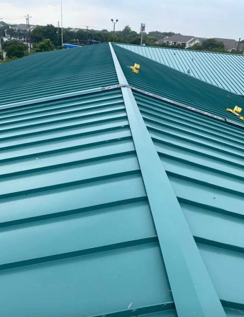 Green commercial metal roof ridge and valley for Metal Roof Repair in Tucson